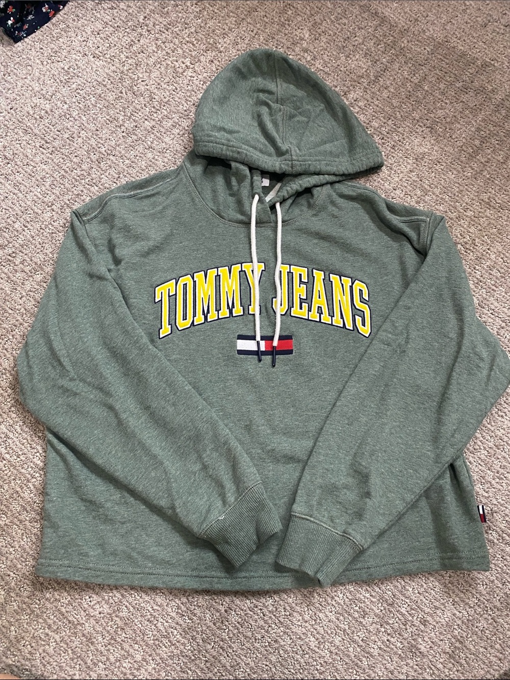 Tommy Hilfiger Olive Green Crewneck Hoodie with Logo